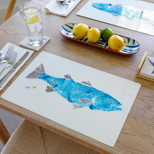 Blue Grey Striper Placemat | Nautical