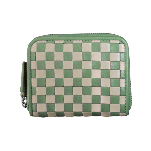 CHECKERBOARD ZIP AROUND WALLET
